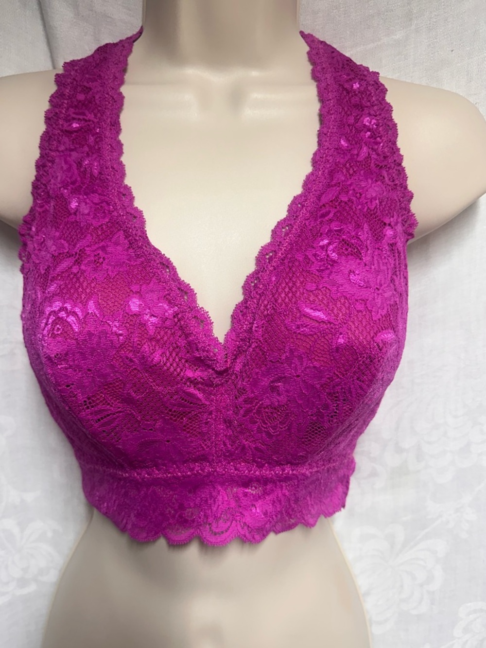 COSABELLA Cape Fuchsia NSN Curvy Racie Racer Back Wireless Lace Bralette Small